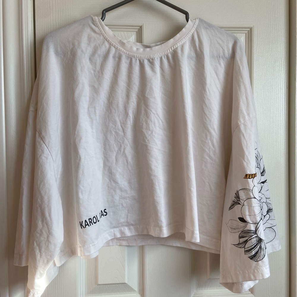 Floral print drop shoulder tee